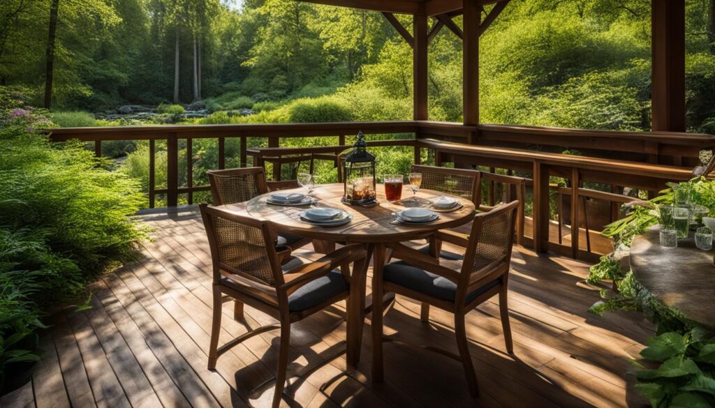 Deck staining enhancing outdoor living