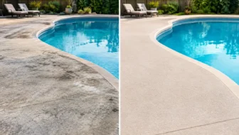 Before and After Pool Deck Resurfacing Results