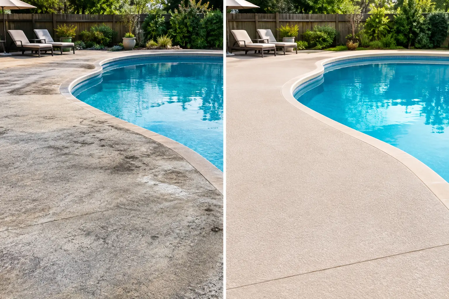 Before and After Pool Deck Resurfacing Results